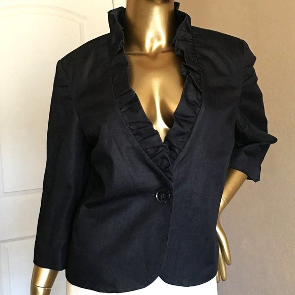 WILLI SMITH Ruffle Collar Swing Blazer / Jacket   NEW! - Picture 3 of 11